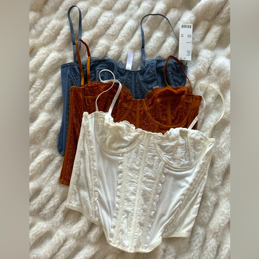 Out From Under Modern Love Corsets Bundle in Slate, Rust, and White (Large)